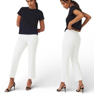 NWT Spanx Slim Straight Pant Classic White Pull On Pants Travel Resort Work L